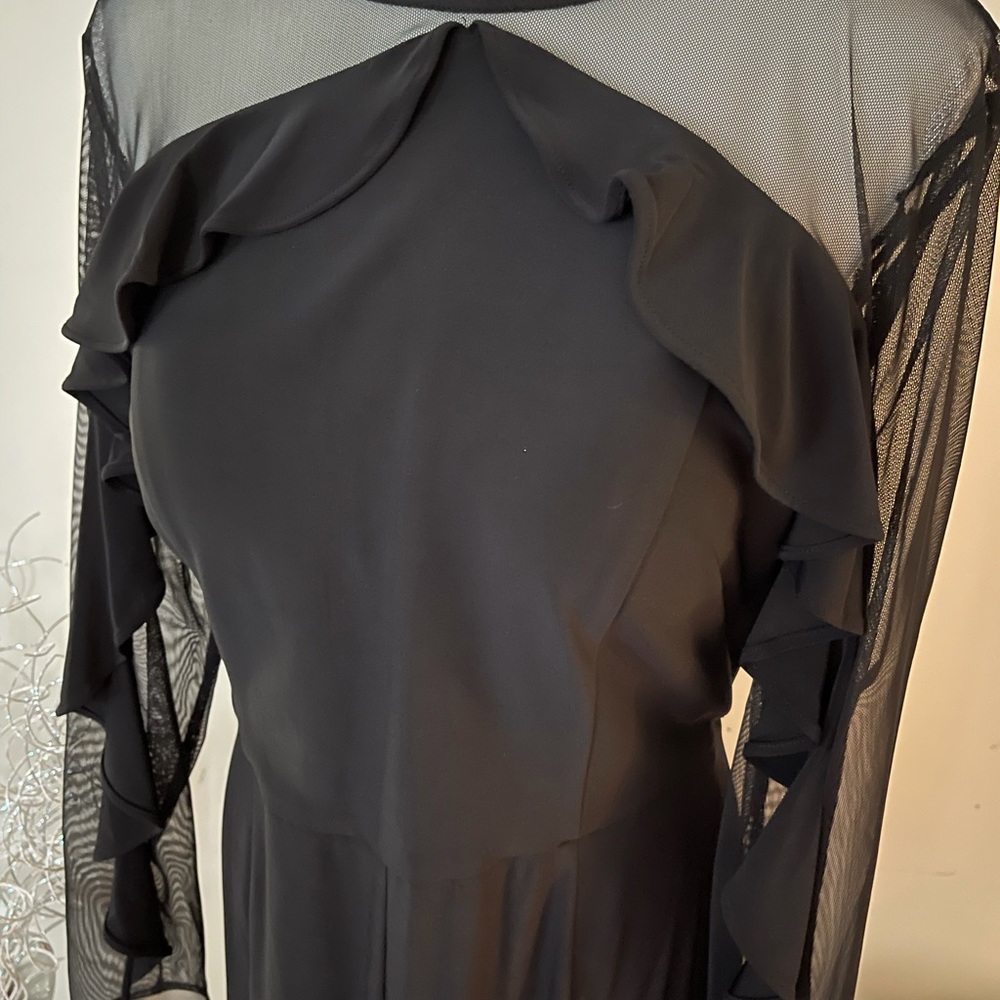 Black jumpsuit w/ sheer shoulders and sleeves